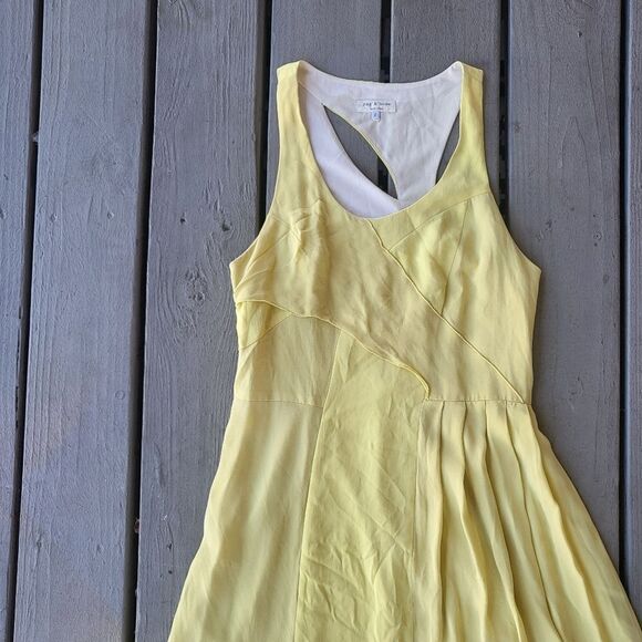 Rag & Bone Womens A-Line Dress Pleated Raceback‎ Cutout Yellow Size 2 - Picture 4 of 6